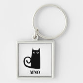 Porte-clés Monogramme de chat noir amusant (Devant)