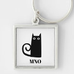 Porte-clés Monogramme de chat noir amusant<br><div class="desc">Joli petit chat noir pour la chance. Art original de Nic Squirrell. Modifiez les initiales du monogramme pour personnaliser.</div>