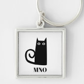 Porte-clés Monogramme de chat noir amusant