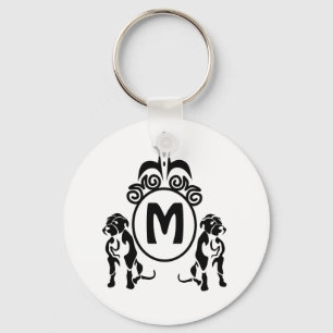 Porte-clés Monogramme de chien à deux gardes