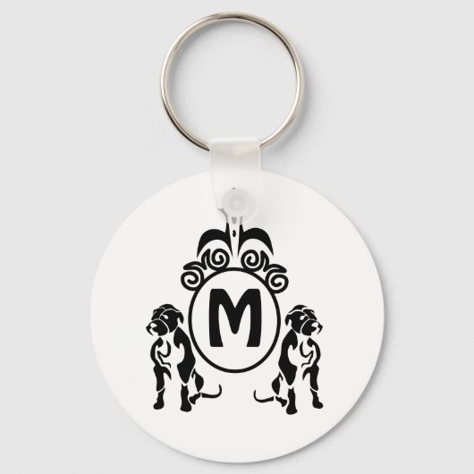 Porte-clés Monogramme de chien à deux gardes (Recto)
