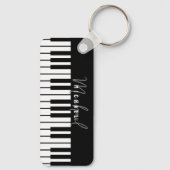 Porte-clés Monogramme de clavier de piano noir et blanc (Verso)