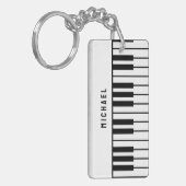 Porte-clés Monogramme de clavier de piano noir et blanc (Devant gauche)