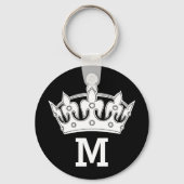Porte-clés Monogramme de couronne blanche personnalisé (Recto)