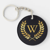 Porte-clés Monogramme de couronne d'or Laurel (Devant)