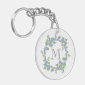 Porte-clés Monogramme de couronne florale (Devant gauche)