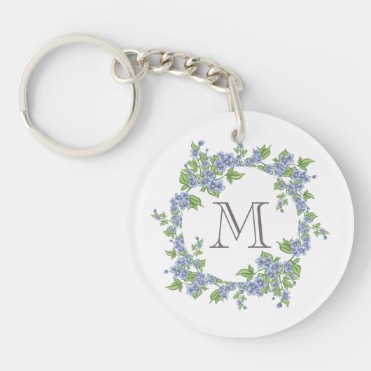 Porte-clés Monogramme de couronne florale (Devant)