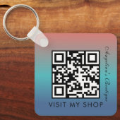 Porte-clés Monogramme de dégradé de code QR d'entreprise  (Recto)