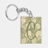 Porte-clés Monogramme de design floral vert Wm Morris (Devant gauche)