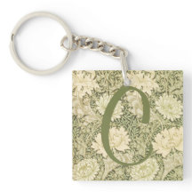 Monogramme de design floral vert Wm Morris