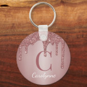 Porte-clés Monogramme de faux paillettes rose gold (Recto)