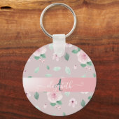 Porte-clés Monogramme de fleurs à l'aquarelle chic (Recto)