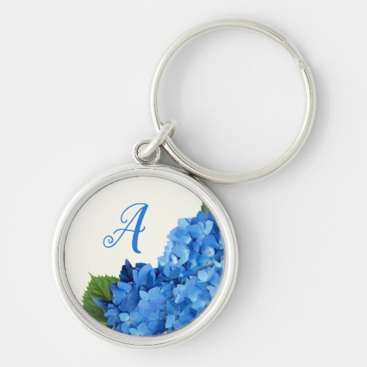 Porte-clés Monogramme de fleurs d'Hydrangée bleue (Devant)
