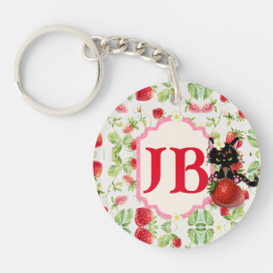 Porte-clés Monogramme de fraise personnalisée