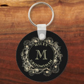 Porte-clés monogramme de garçon d'honneur en or no (Recto)