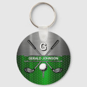 Porte-clés Monogramme de golf Metallic Green et Argent (Verso)