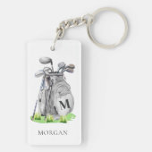 Porte-clés Monogramme de golfeur personnalisé (Dos)