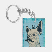 Porte-clés Monogramme de graffiti Mustache Chihuahua (Devant gauche)