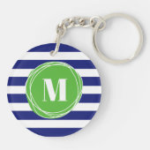 Porte-clés Monogramme De Grandes Vertes Et Bleues Modernes (Dos)