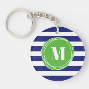 Porte-clés Monogramme De Grandes Vertes Et Bleues Modernes