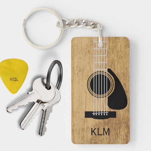Porte-clés Monogramme de guitare en bois