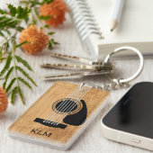 Porte-clés Monogramme de guitare en bois (Devant droit)