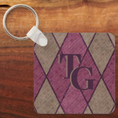 Porte-clés Monogramme de Jacquard de diamant rouge classique  (Recto)