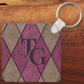 Porte-clés Monogramme de Jacquard de diamant rouge classique  (Verso)