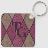 Porte-clés Monogramme de Jacquard de diamant rouge classique  (Dos)