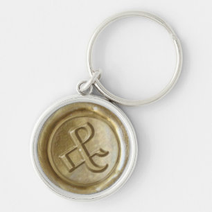 Porte-clés Monogramme de joint de cire - or - vieille