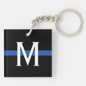 Porte-clés Monogramme de la ligne bleue mince de la police (Dos)