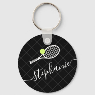 Porte-clés Monogramme de la raquette de tennis en texte perso