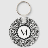 Porte-clés Monogramme de léopard noir et blanc (Recto)