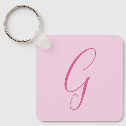 Porte-clés Monogramme de lettre initiale rose clair chic uni (Recto)