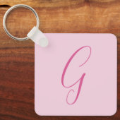 Porte-clés Monogramme de lettre initiale rose clair chic uni (Recto)