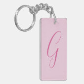 Porte-clés Monogramme de lettre initiale rose clair chic uni (Devant gauche)