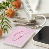 Porte-clés Monogramme de lettre initiale rose clair chic uni (Devant droit)