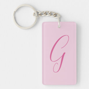 Porte-clés Monogramme de lettre initiale rose clair chic uni