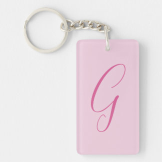 Porte-clés Monogramme de lettre initiale rose clair chic uni