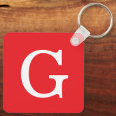 Porte-clés Monogramme de lettre initiale rouge blanc simple (Verso)