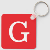Porte-clés Monogramme de lettre initiale rouge blanc simple (Dos)
