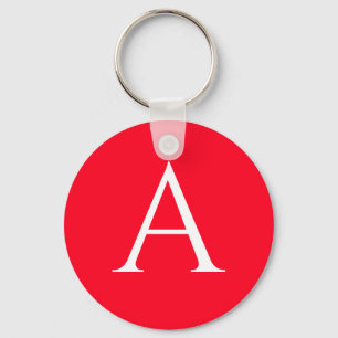 Porte-clés Monogramme de lettre initiale rouge blanc simple