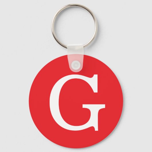 Porte-clés Monogramme de lettre initiale rouge blanc simple (Recto)