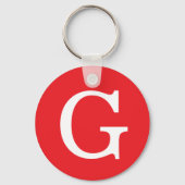 Porte-clés Monogramme de lettre initiale rouge blanc simple (Verso)