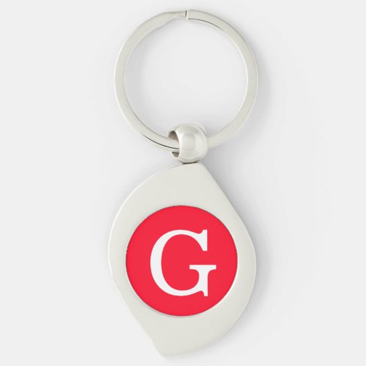 Porte-clés Monogramme de lettre initiale rouge blanc simple (Devant)