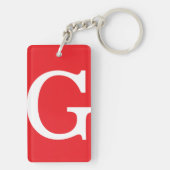 Porte-clés Monogramme de lettre initiale rouge blanc simple (Dos)