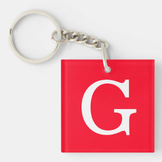 Porte-clés Monogramme de lettre initiale rouge blanc simple