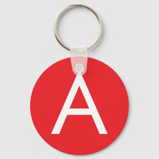 Porte-clés Monogramme de lettre initiale rouge blanc simple m
