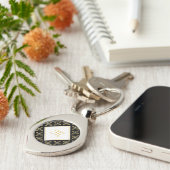 Porte-clés Monogramme de luxe Noir et Or Quatre Floral (Côté )