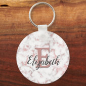 Porte-clés Monogramme de marbre rose rose (Recto)